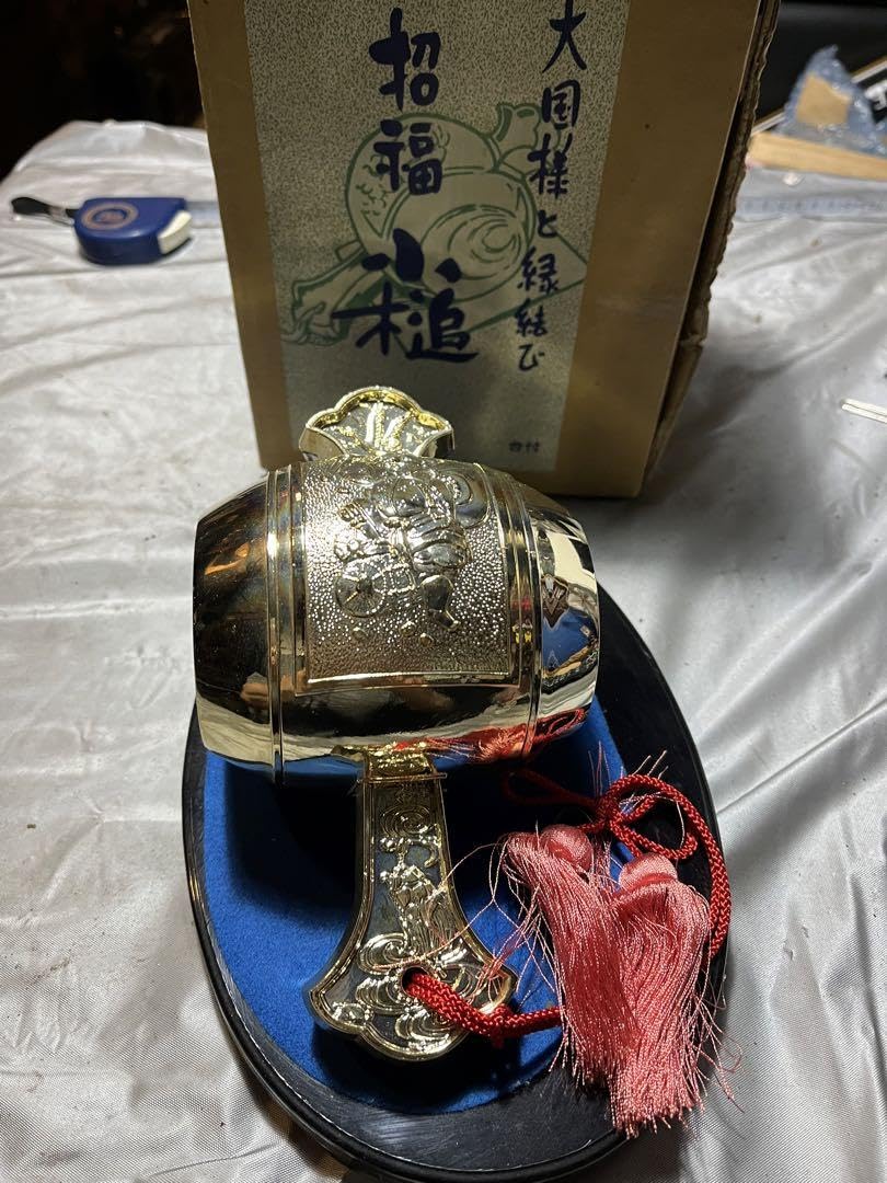 古民具　福招き小槌型　自在鉤　木彫 古民具 福招き小槌型 自在鉤 木彫